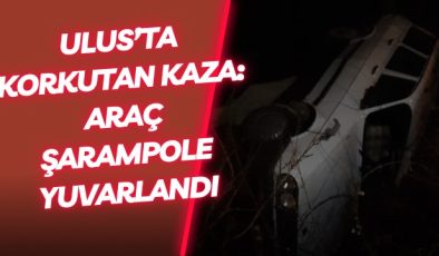 Ulus’ta Korkutan Kaza: Araç Şarampole Yuvarlandı