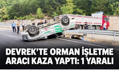 Orman İşletme Aracı Kaza Yaptı: 1 Yaralı